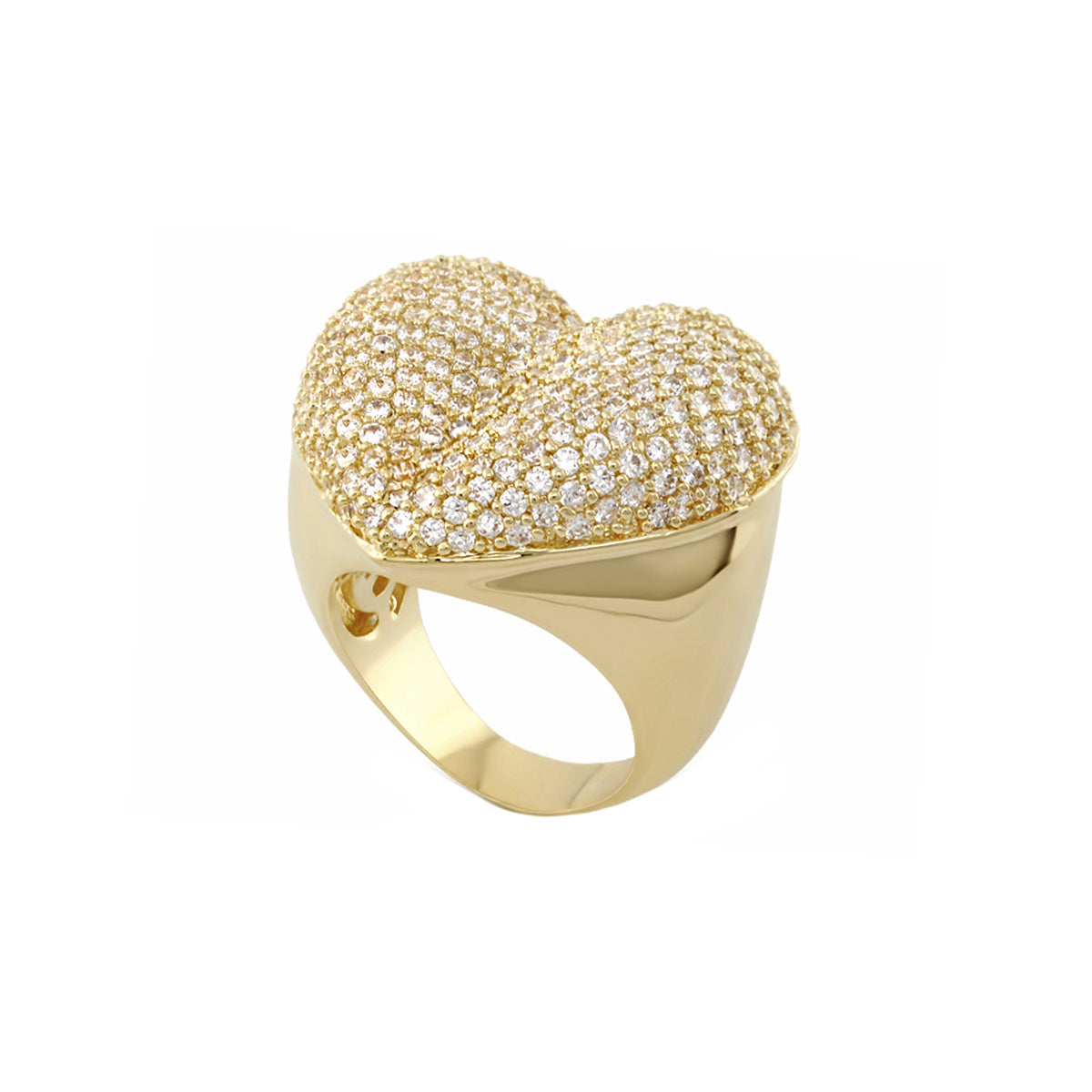 Shimmer & Glimmer cocktail ring by Lauren G Adams in gold with heart-shaped pave diamonds on Tampa Home & Garden Store