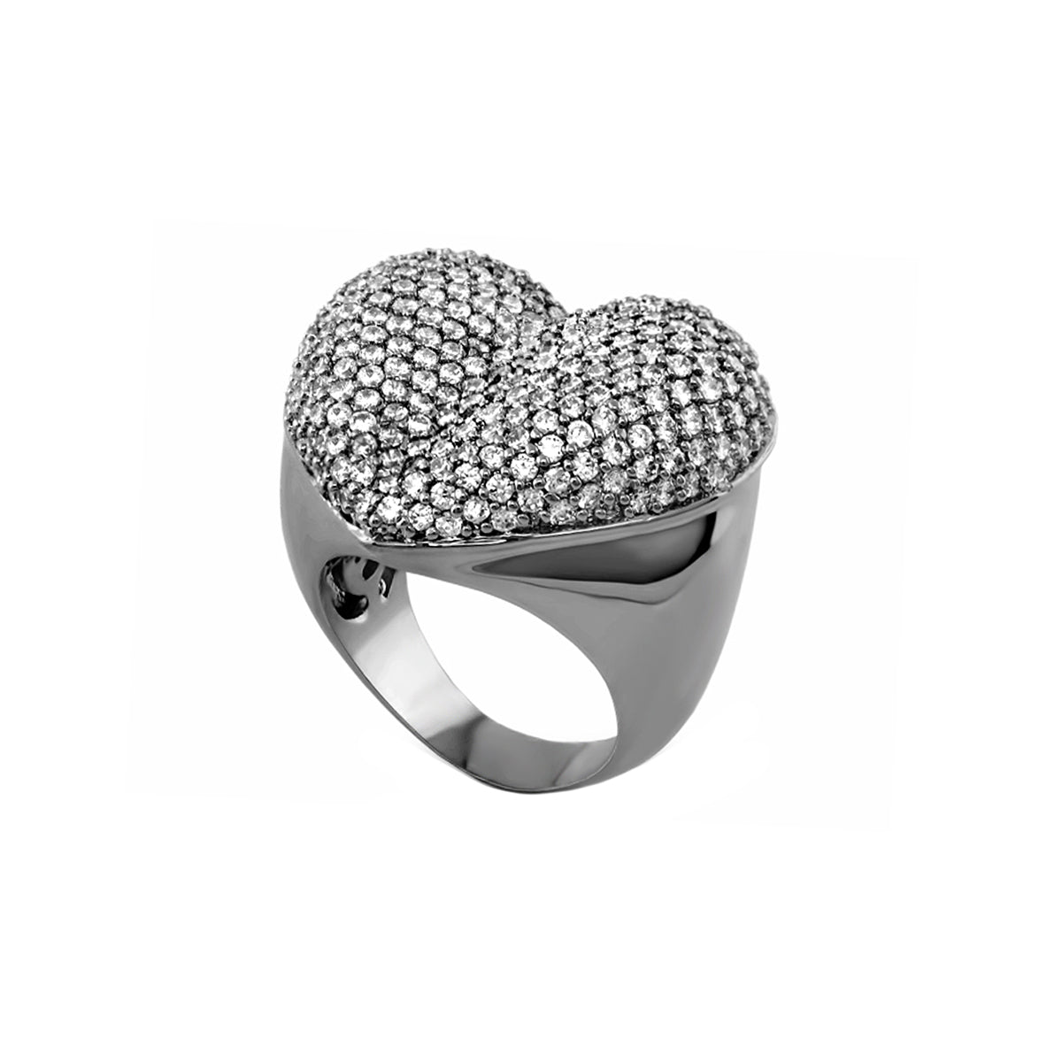 Shimmer & Glimmer Cocktail Ring, Lauren G Adams, silver heart encrusted with pavé crystals on Tampa Home & Garden Store