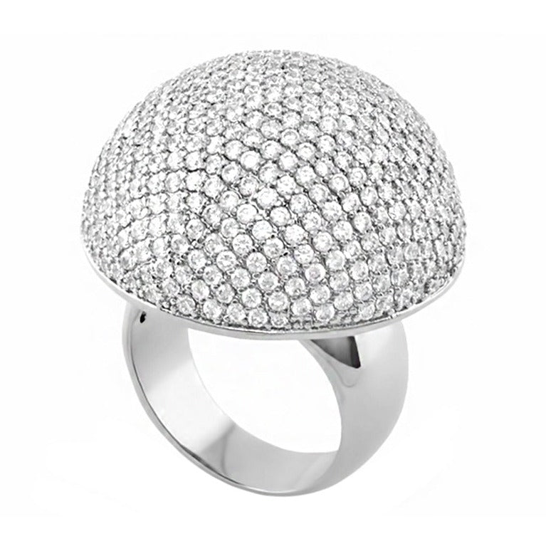 Shimmer & Glimmer Cocktail Ring by Lauren G Adams, pave diamond dome on silver band on Tampa Home & Garden Store