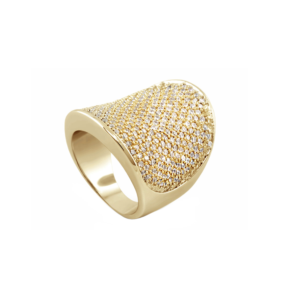 Shimmer and Glimmer Saddle Ring by Lauren G Adams in gold with pavé diamonds on Tampa Home & Garden Store