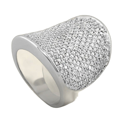 Shimmer & Glimmer Saddle Ring by Lauren G Adams, silver-tone pavé crystal surface on Tampa Home & Garden Store