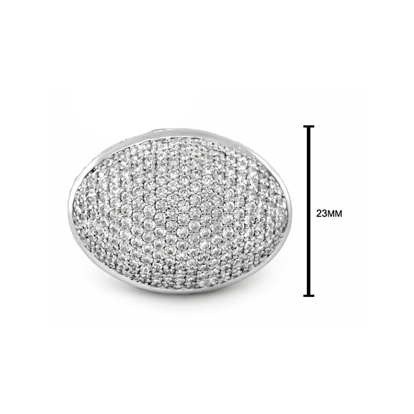 The Glam Cocktail Ring by Lauren G Adams, pavé-diamond round top, silver-tone band, 23mm diameter on Tampa Home & Garden Store