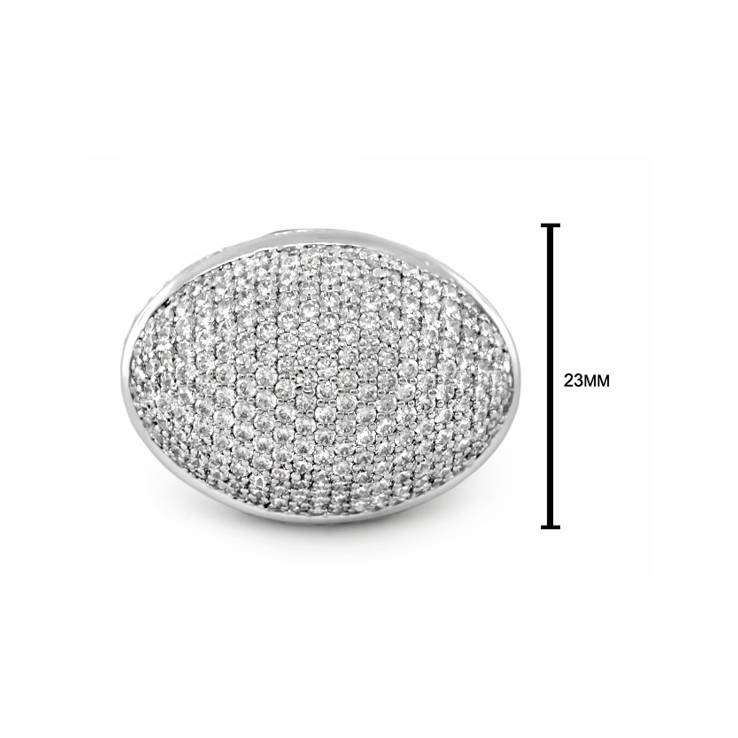The Glam Cocktail Ring by Lauren G Adams, pavé-diamond round top, silver-tone band, 23mm diameter on Tampa Home & Garden Store