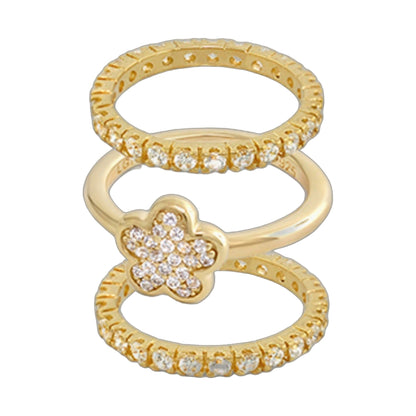 Flower pave rings set of 3 in yellow gold with diamond pavé, Lauren G Adams on Tampa Home & Garden Store
