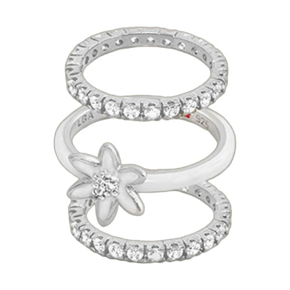 Layers of Love Ring Set of 3 in sterling silver with pavé diamonds by Lauren G Adams on Tampa Home & Garden Store