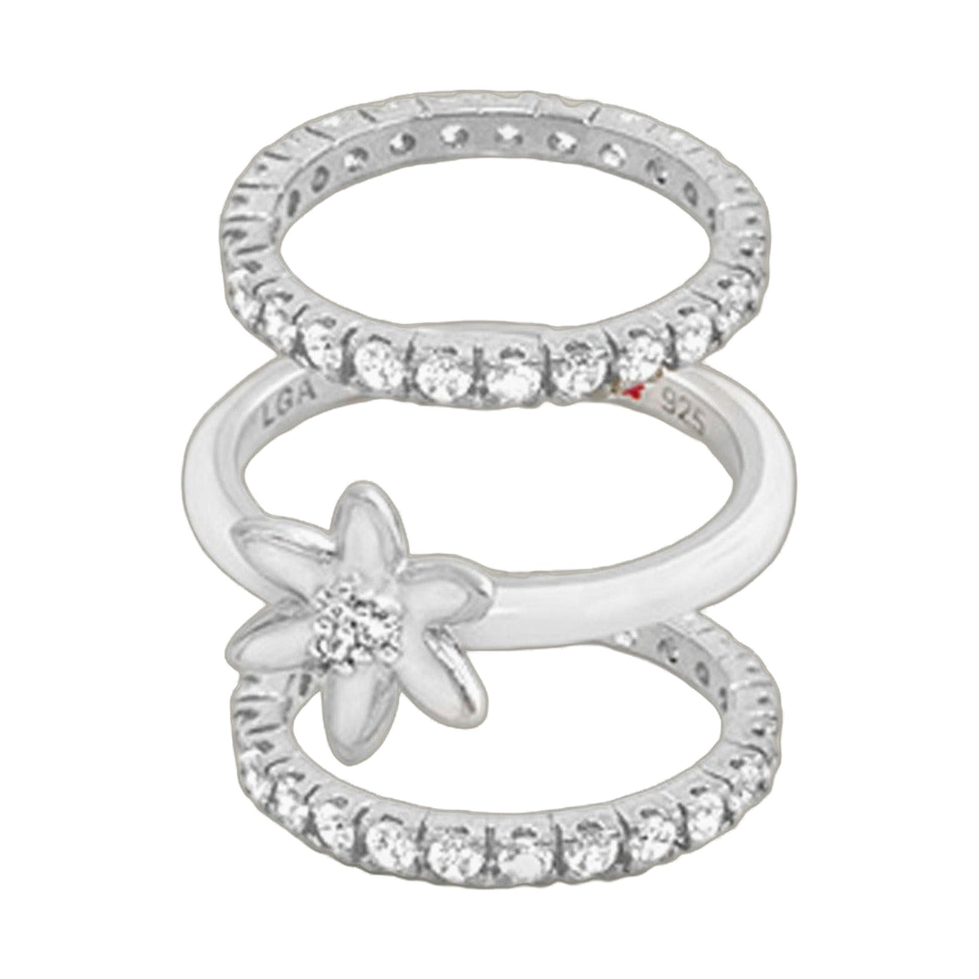 Layers of Love Ring Set of 3 by Lauren G Adams pavé diamond bands with a bow ring in silver-tone on Tampa Home & Garden Store