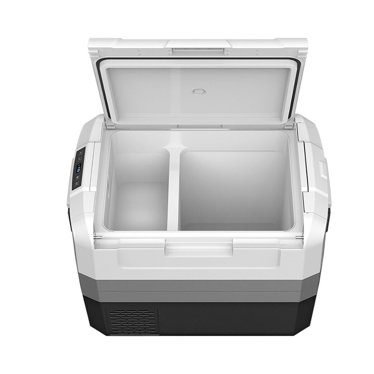 GemGear 58-Quart Portable Electric Camping Cooler with white body and lid interior divider on Tampa Home & Garden Store