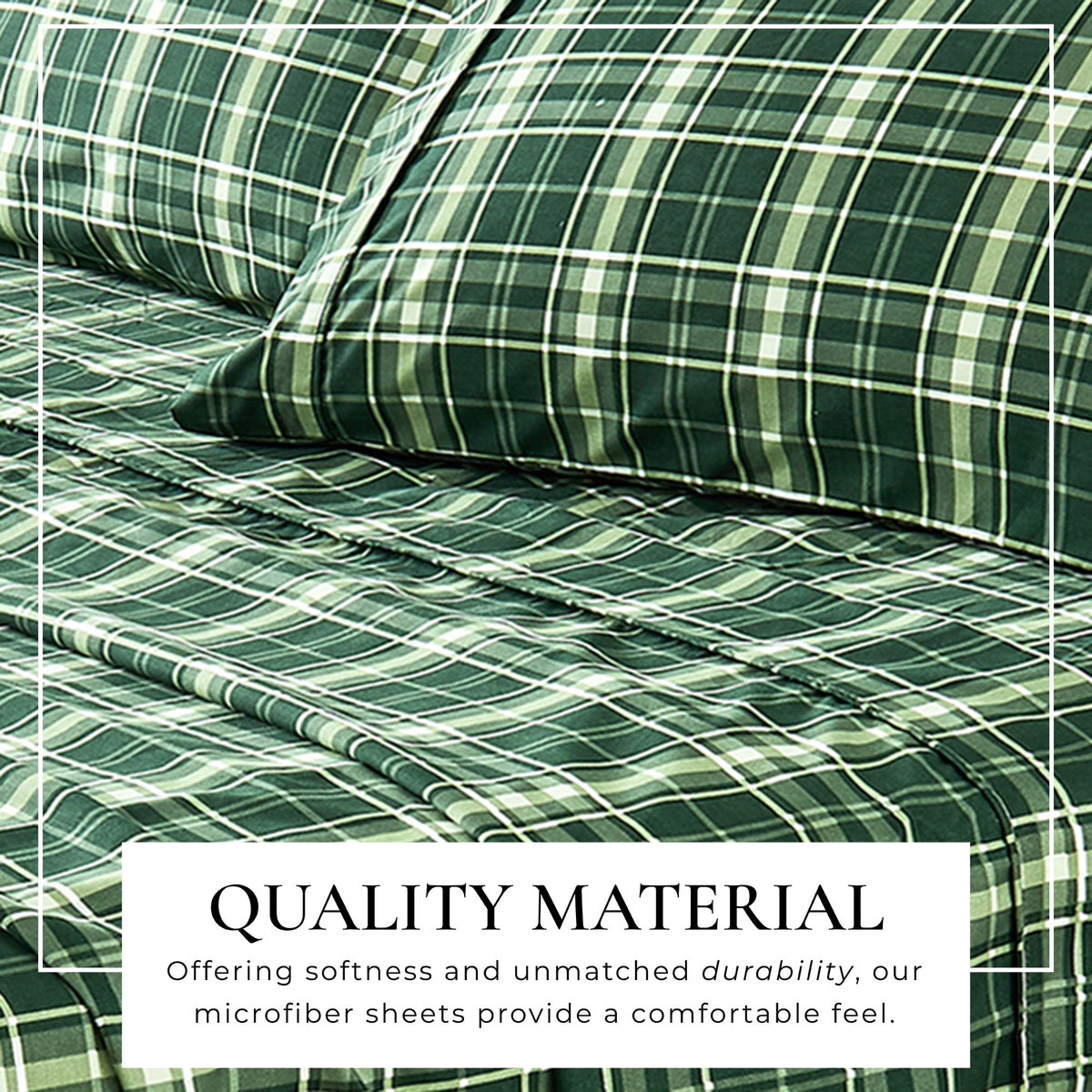 Bed sheets set Baylor Collection in green plaid by Great Bay Home on Tampa Home & Garden Store