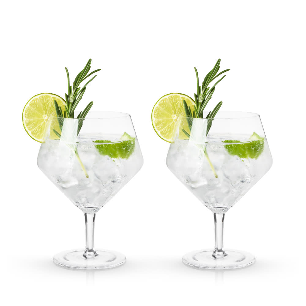 Set of Raye Angled Crystal Gin and Tonic Glasses