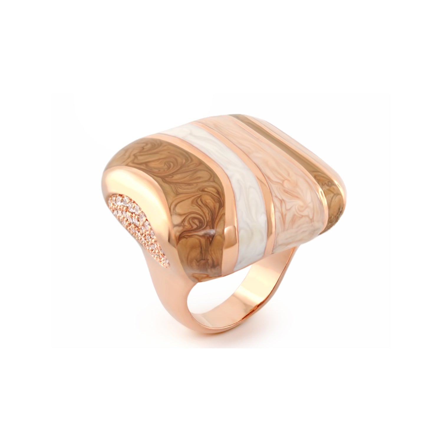 Stripes of Pave Cocktail Ring by Lauren G Adams in rose gold with white inlays and pave diamonds on Tampa Home & Garden Store