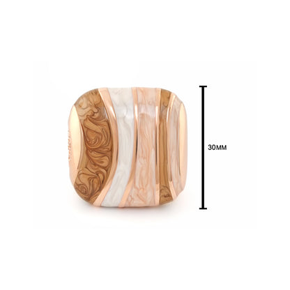 Stripes of Pave Cocktail Ring with marbled rose-gold stripes in pink, white and brown, 30mm on Tampa Home & Garden Store