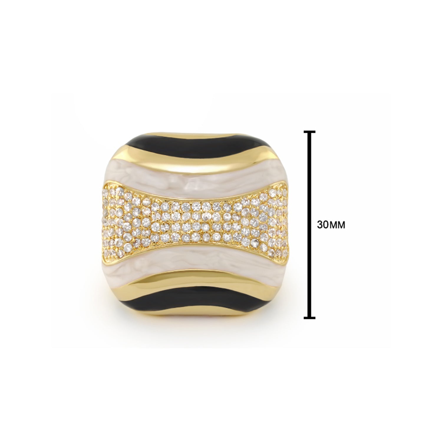 Curvy Swirls Cocktail Ring by Lauren G Adams; gold-tone enamel and pavé diamonds on Tampa Home & Garden Store