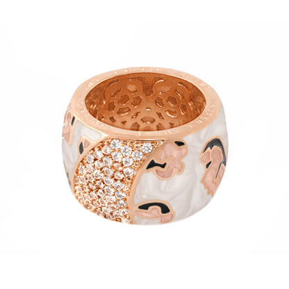 Fab Band Cocktail Ring by Lauren G Adams, rose gold pavé diamonds with enamel details on Tampa Home & Garden Store