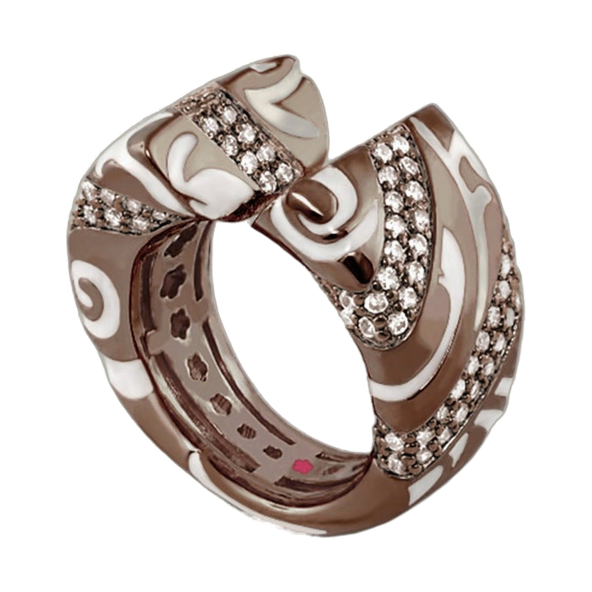 Rock My Swirl Cocktail Ring in brown and cream enamel with pave crystals by Lauren G Adams on Tampa Home & Garden Store