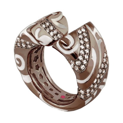 Rock My Swirl Cocktail Ring in brown and cream enamel with pave crystals by Lauren G Adams on Tampa Home & Garden Store