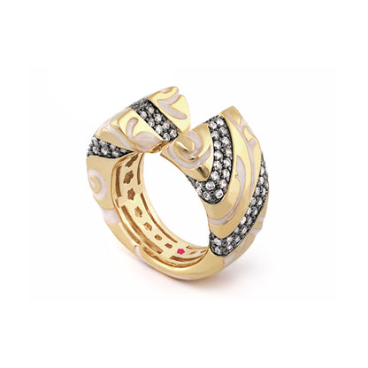 Rock My Swirl Cocktail Ring by Lauren G Adams, gold-tone swirl design with pavé crystals on Tampa Home & Garden Store