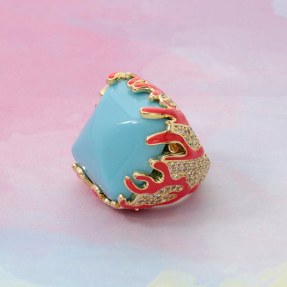 Pretty Little Things Ring sea life ring with turquoise blue stone and crystal accents on Tampa Home & Garden Store