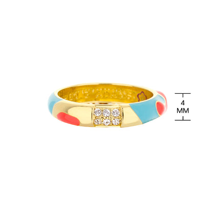 Pretty Little Things Coral Stackable Ring by Lauren G Adams, gold band with blue enamel, 6 stones on Tampa Home & Garden Store
