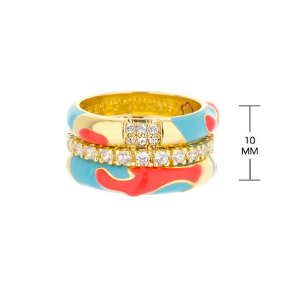 Pretty Little Things Rings Set by Lauren G Adams, colorful enamel and crystal stacked rings on Tampa Home & Garden Store