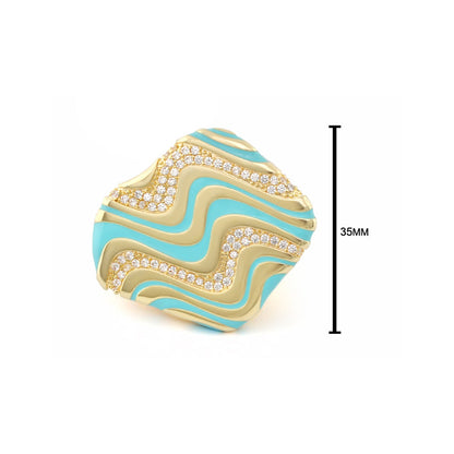 Moon Dust cocktail ring by Lauren G Adams with turquoise and gold enamel and pavé diamonds on Tampa Home & Garden Store