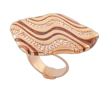 Moon Dust Cocktail Ring by Lauren G Adams in rose gold with wavy enamel bands and pavé diamonds on Tampa Home & Garden Store