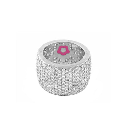 Shimmer & Glimmer Eternity Band ring, silver pavé diamonds, Lauren G Adams, pink interior emblem on Tampa Home & Garden Store