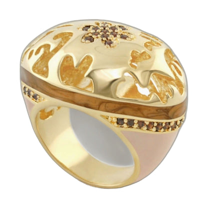 Allure Cocktail Ring by Lauren G Adams, gold-tone statement ring with embossed floral motif on Tampa Home & Garden Store