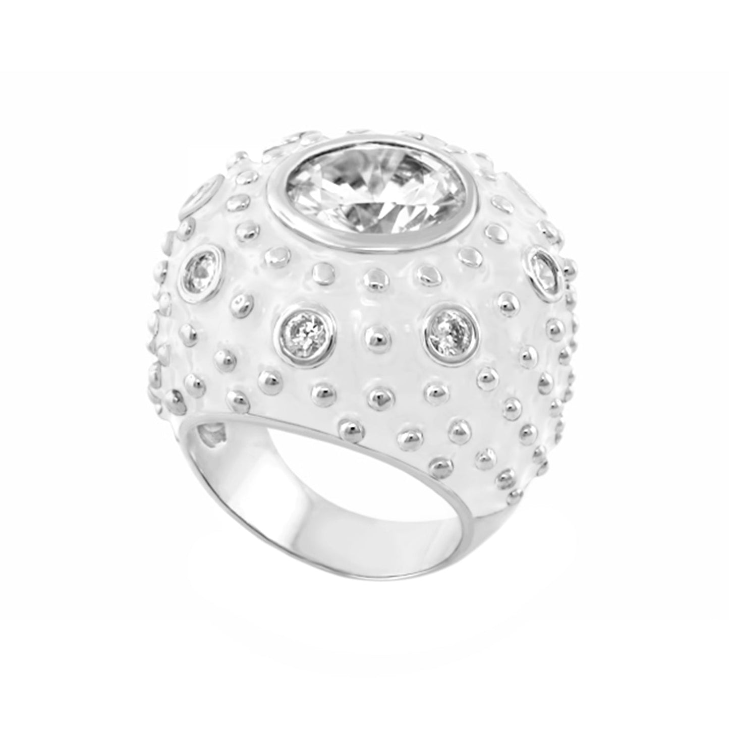Rock N' Roll Cocktail Ring by Lauren G Adams, silver-tone with crystal pavé beads and stone on Tampa Home & Garden Store