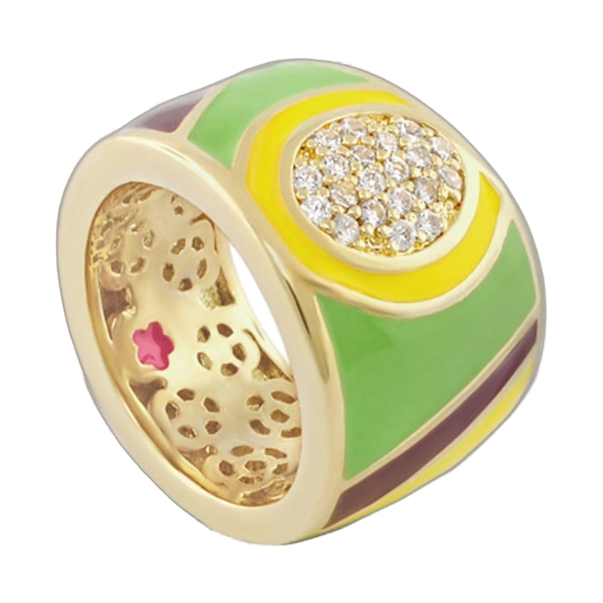 Summer Dream Band Ring by Lauren G Adams, band in green and yellow with pavé diamonds on Tampa Home & Garden Store