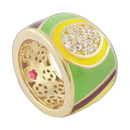Summer Dream Band Ring by Lauren G Adams; multicolor enamel band with pavé diamond cluster on Tampa Home & Garden Store
