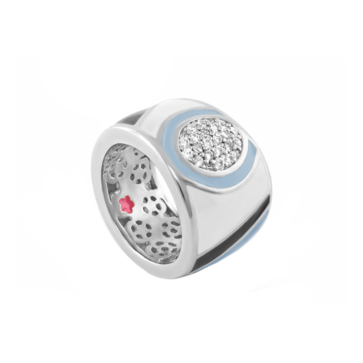 Summer Dream Band Ring by Lauren G Adams silver-tone with blue enamel and pavé crystals on Tampa Home & Garden Store