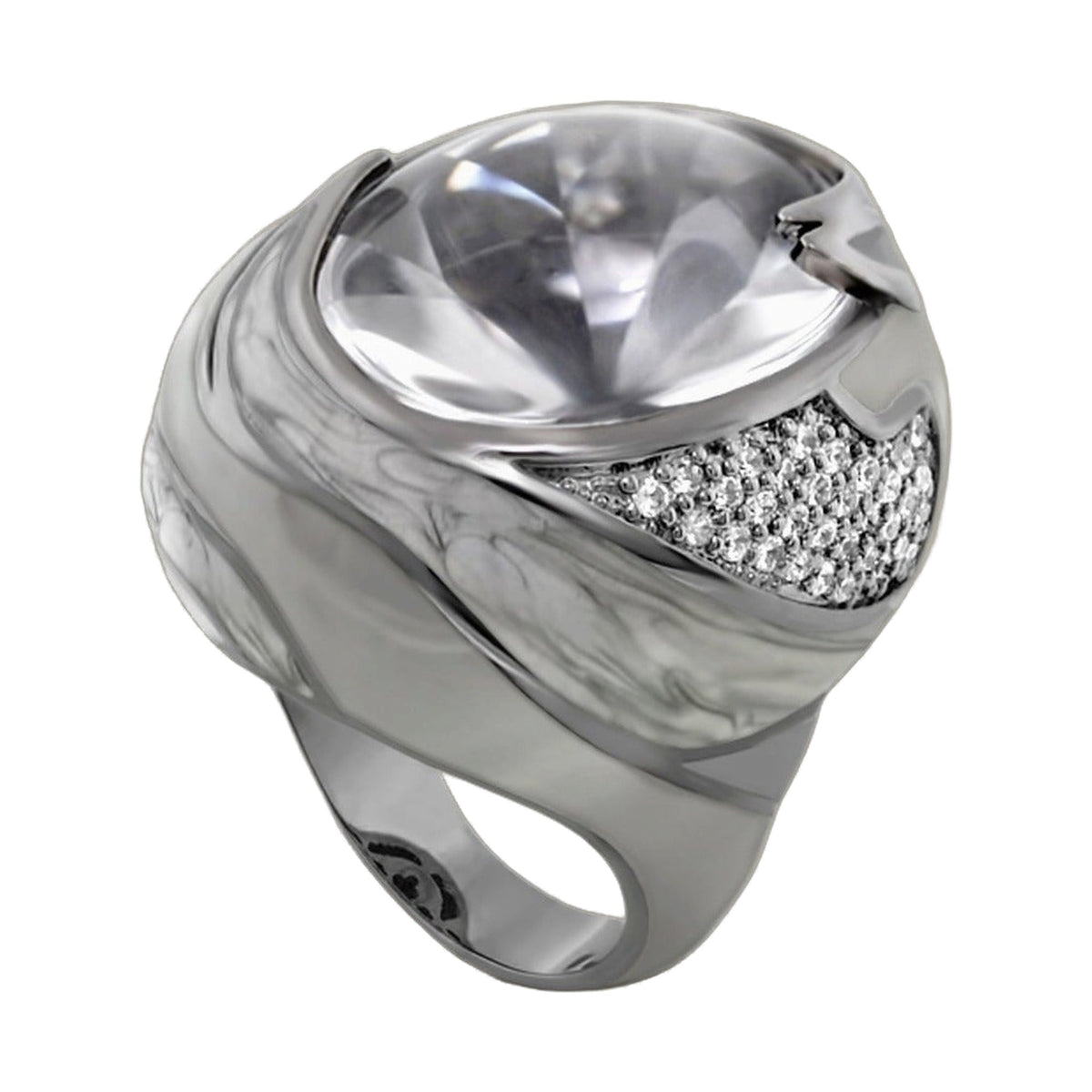 Sweet and Sassy Cocktail Ring by Lauren G Adams, silver band with pavé diamonds and a crystal top on Tampa Home & Garden Store