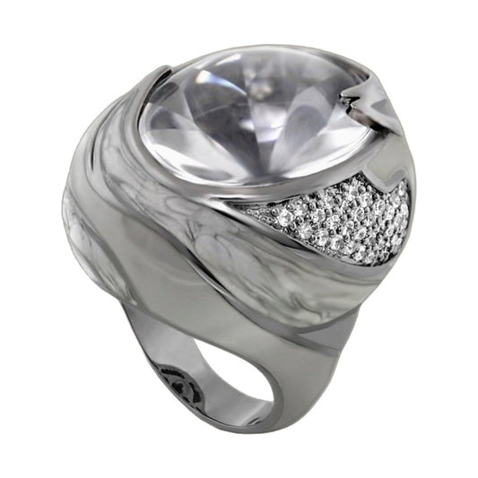 Sweet and Sassy Cocktail Ring by Lauren G Adams, silver band with pavé diamonds and a crystal top on Tampa Home & Garden Store