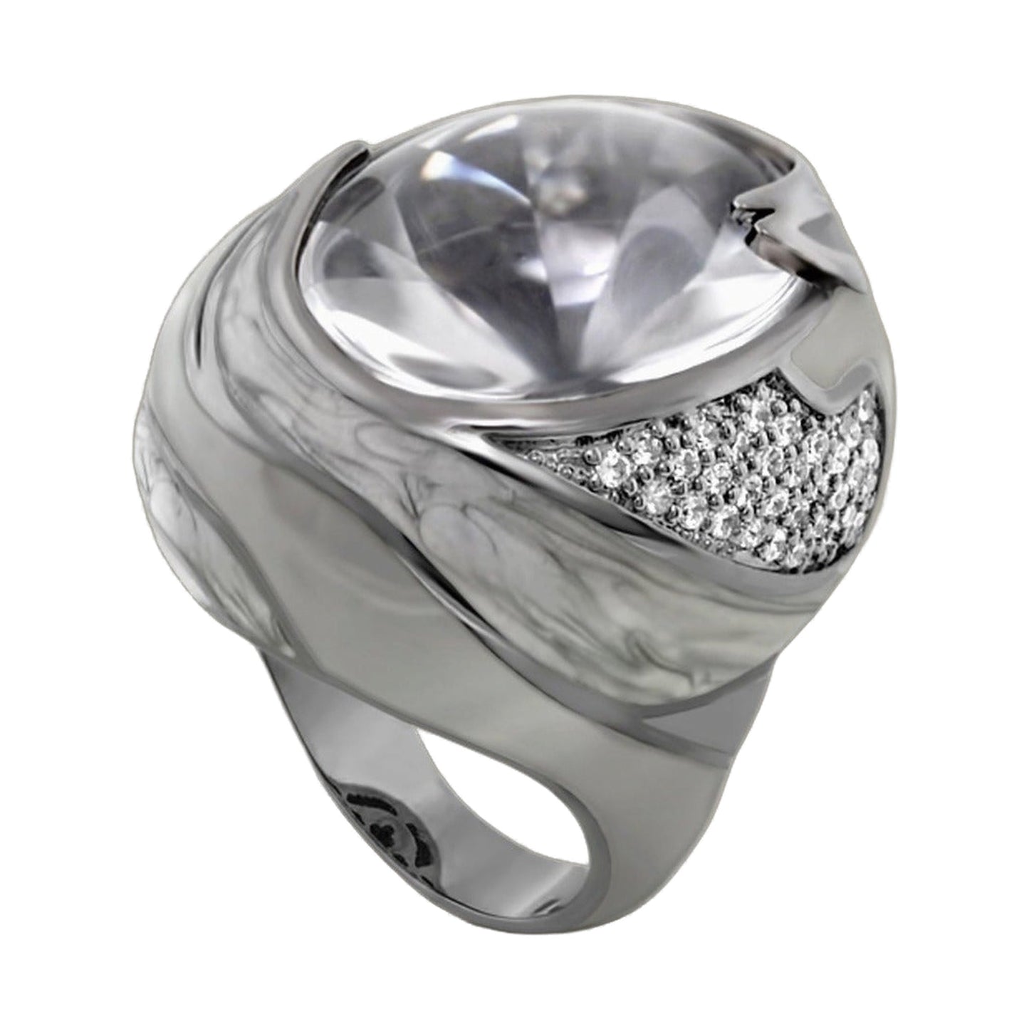 Sweet and Sassy Cocktail Ring by Lauren G Adams, silver-tone with center stone and pave band on Tampa Home & Garden Store