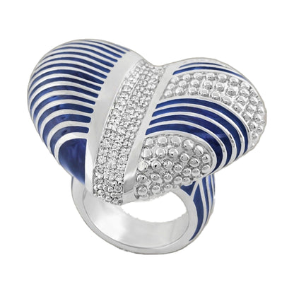 Sweetheart ring by Lauren G Adams in blue enamel with crystal pavé bands on Tampa Home & Garden Store