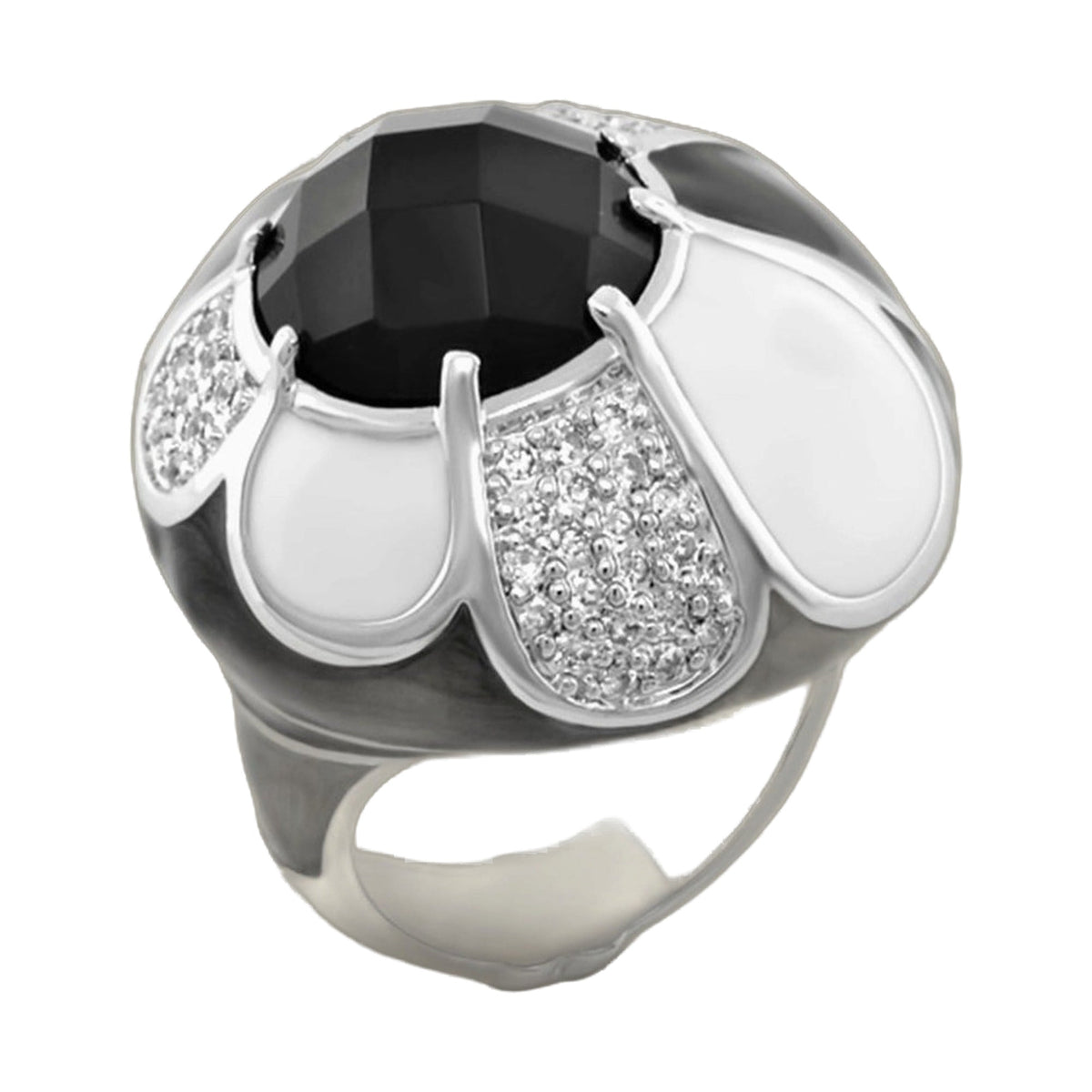 Field of Flowers Ring by Lauren G Adams, band with a black center stone and pavé diamonds on Tampa Home & Garden Store