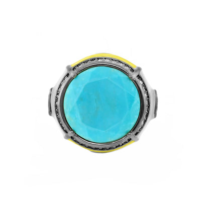 Caribbean Waters Cocktail Ring turquoise in silver-tone setting with yellow accent on Tampa Home & Garden Store