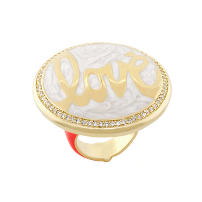 Love Rocks Ring Lauren G Adams gold cocktail ring with white marbled top on Tampa Home & Garden Store