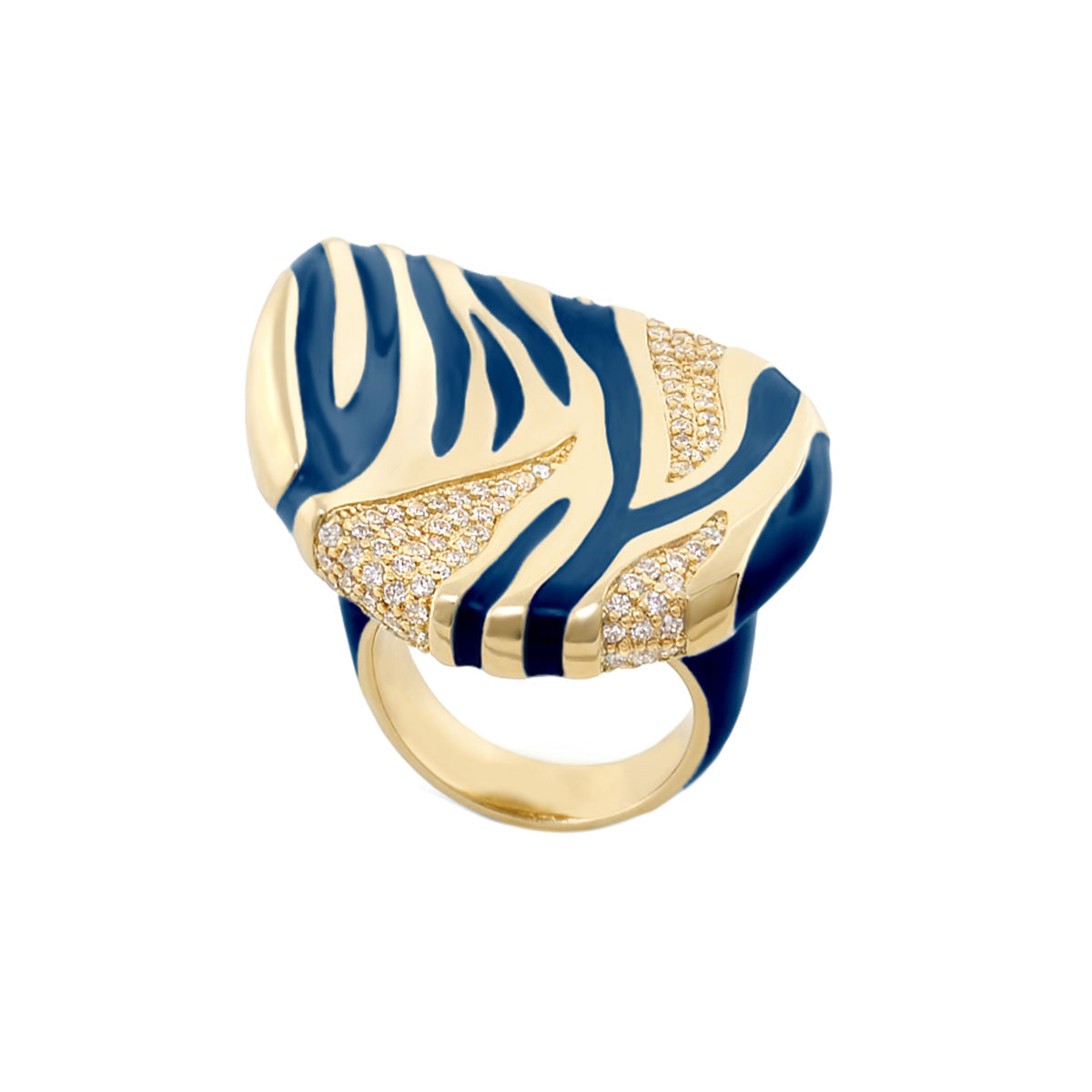 Wild Child Ring gold cocktail ring with tiger stripes and pavé diamonds by Lauren G Adams on Tampa Home & Garden Store