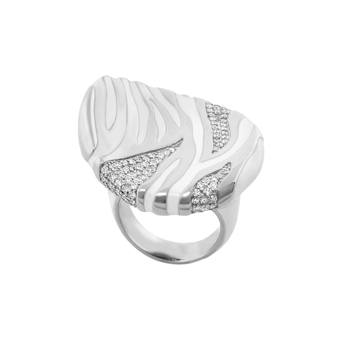 Wild Child Ring by Lauren G Adams, silver-tone zebra-stripe cocktail ring with pavé crystals on Tampa Home & Garden Store