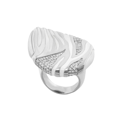 Wild Child Ring by Lauren G Adams, silver-tone zebra-stripe cocktail ring with pavé crystals on Tampa Home & Garden Store