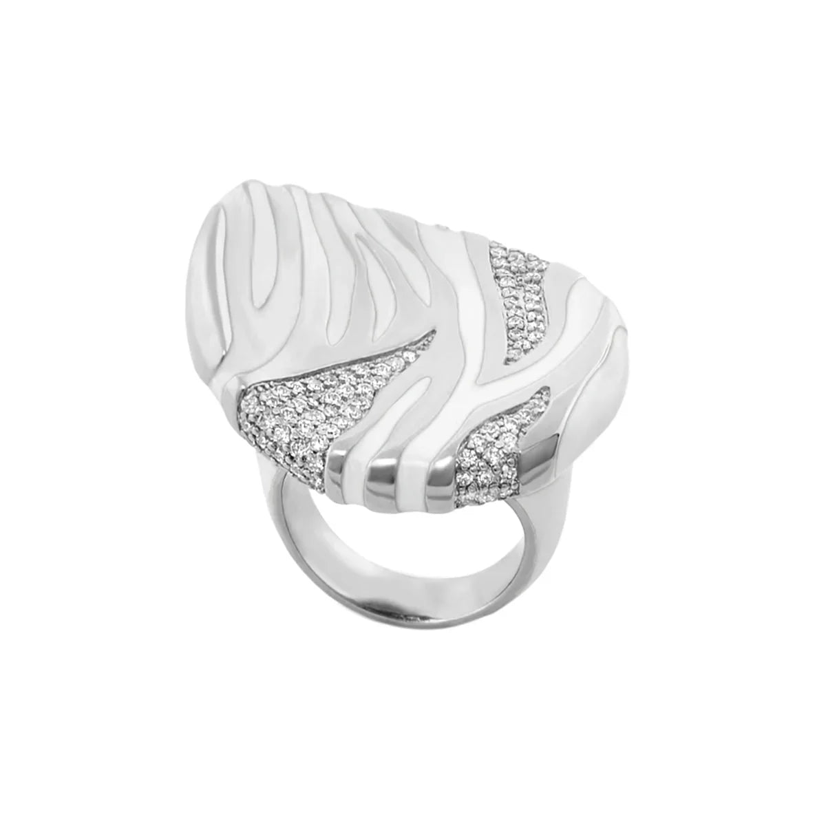 Wild Child Ring silver-tone cocktail ring with zebra-textured and pavé diamonds by Lauren G Adams on Tampa Home & Garden Store