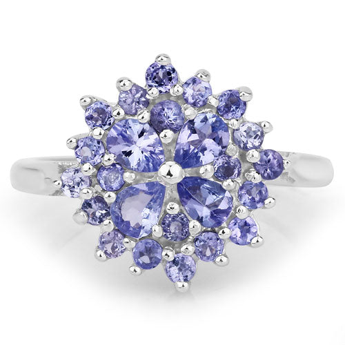 Tanzanite cluster ring .925 sterling silver purple stone bouquet, 1.16ct total, Bids.com on Tampa Home & Garden Store