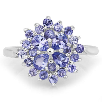 Tanzanite cluster ring .925 sterling silver purple stone bouquet, 1.16ct total, Bids.com on Tampa Home & Garden Store