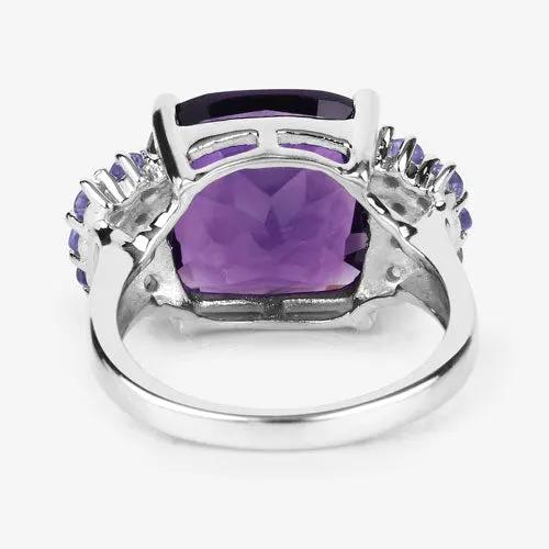 Ring 6.34ct genuine amethyst and tanzanite in .925 sterling silver with side stones on Tampa Home & Garden Store