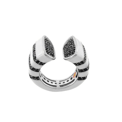 Earth Wind and Fire Ring Ridged Pavé silver cocktail ring with black pavé by Lauren G Adams on Tampa Home & Garden Store