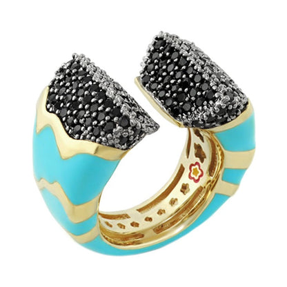 Earth Wind and Fire Ring Wave Pavé Tips Cocktail Ring turquoise gold band Lauren G Adams on Tampa Home & Garden Store