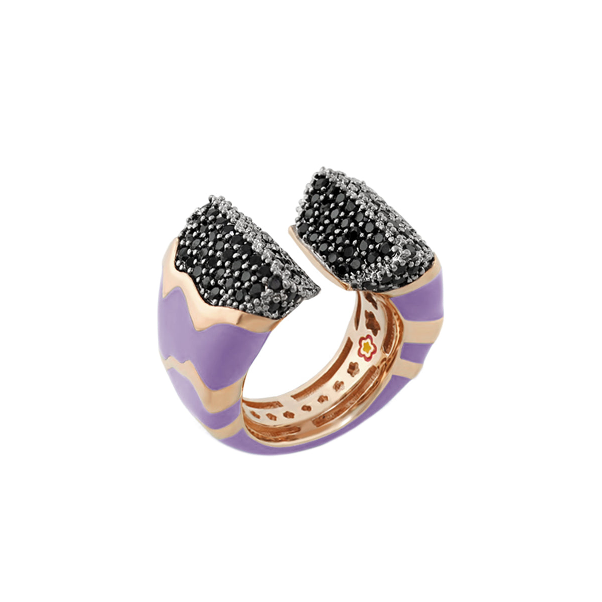 Earth Wind and Fire Ring Wave Pavé Tips purple enamel with black pavé accents Lauren G Adams on Tampa Home & Garden Store