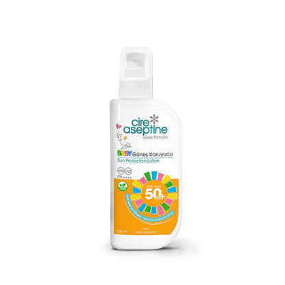 Cire Aseptine Sunscreen Lotion SPF 50+ for kids, vegan, water resistant bottle with spray top on Tampa Home & Garden Store