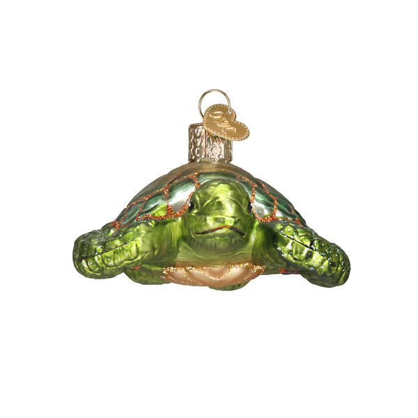 Adorno de cristal de tortuga marina verde